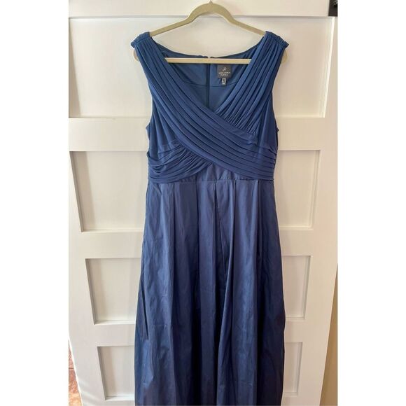 New Adrianna Papell Womens Navy Cocktail Wedding Guest Long Maxi Dress Prom Brid